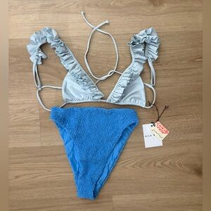 Free People Alia Blue Bikini Set - like new - size large